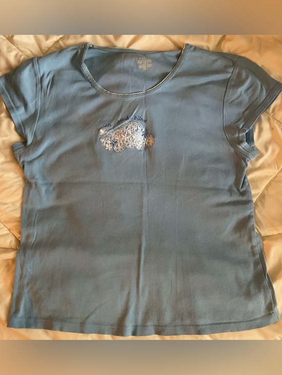 Adonna Tops - Light Blue Floral Cloud Short Sleeve Tee